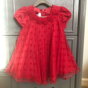 Red rosette little girls holiday dress